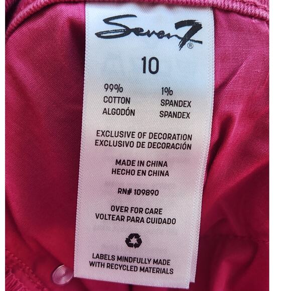 Seven7 Jeans Women's 10 Slim Straight High-Rise Fitted Hips Pink Barbiecore NWT - Picture 5 of 8